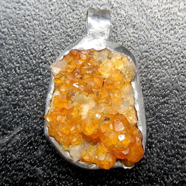 Spessartite Garnet Crystal Pendant HANDMADE Raw Natural Gemstone Orange Garnet Spessartine Jewelry Supply