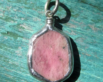 Raw Natural Ruby Crystal Hexagon Pendant Handmade Gemstone Silver Jewelry Supply