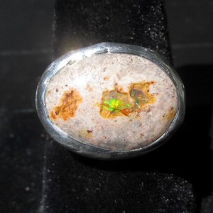 Natural Opal Ring size 9 1/4 Sterling band Handmade Mexican Cantera Fire Opal image 13