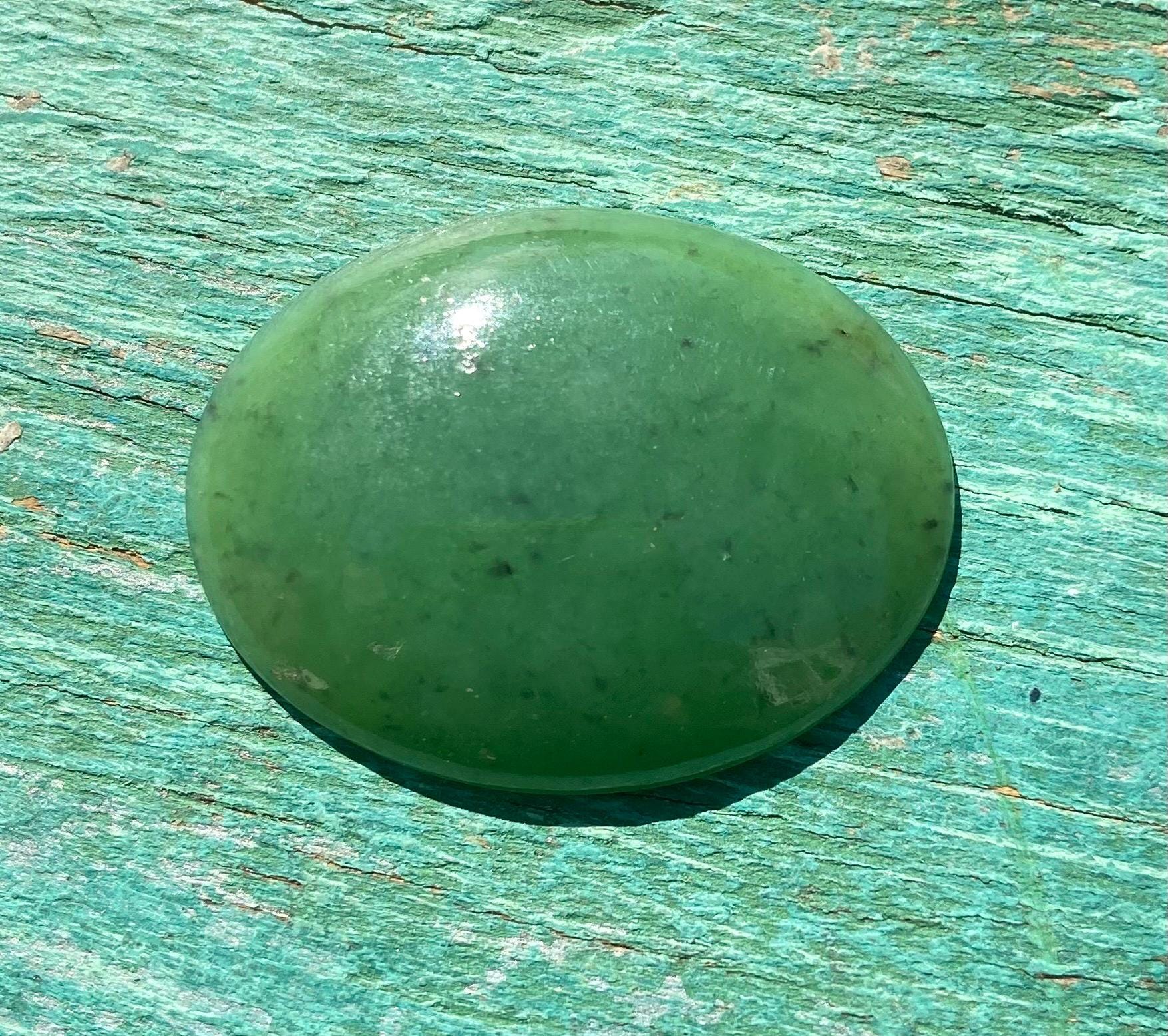 Natural Nephrite Jade Cabochon 35x27mm Apple Green Siberian Jade