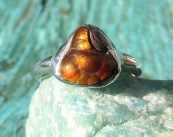 Handmade AZ Fire Agate Ring size 6 1/2 Sterling Silver Band Arizona Deer Creek Mine