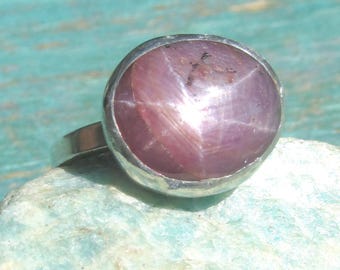 Star Ruby Ring size 6 1/4 Handmade Sterling Silver Band Natural Gemstone