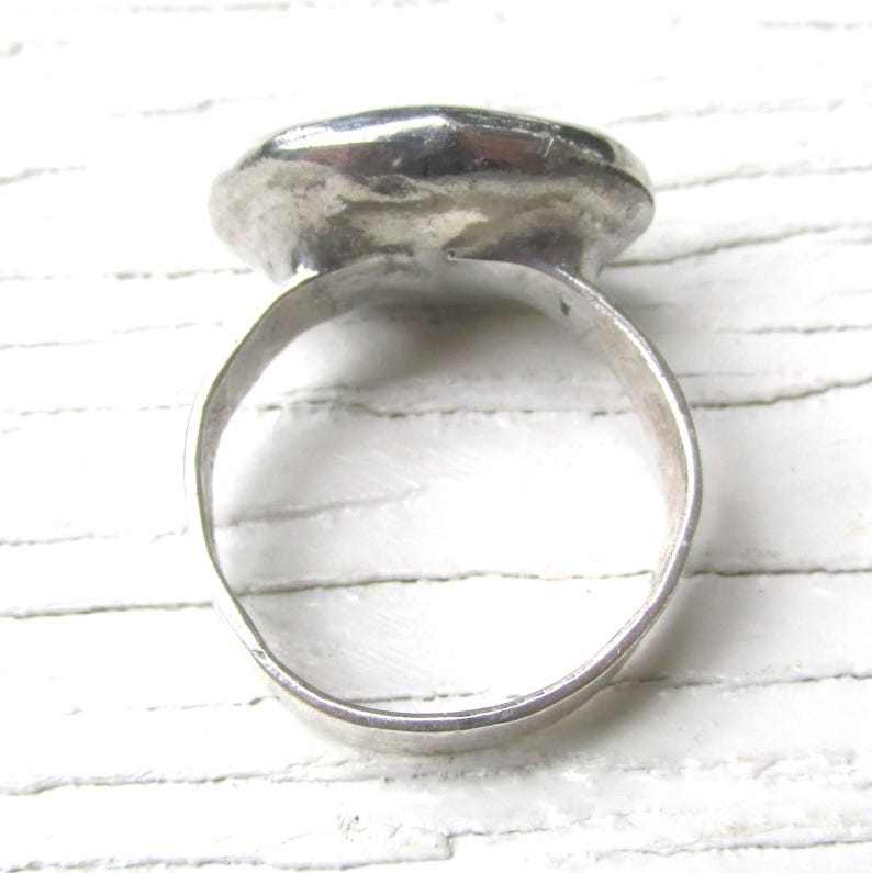 Natural Opal Ring size 9 1/4 Sterling band Handmade Mexican Cantera Fire Opal image 9