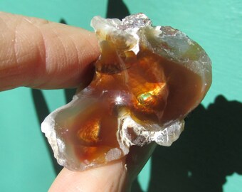 Natural Fire Agate 'Window' Polished 14.1g Arizona Deer Creek Mine Lapidary Stone Supply Natural Gemstone (FA16)