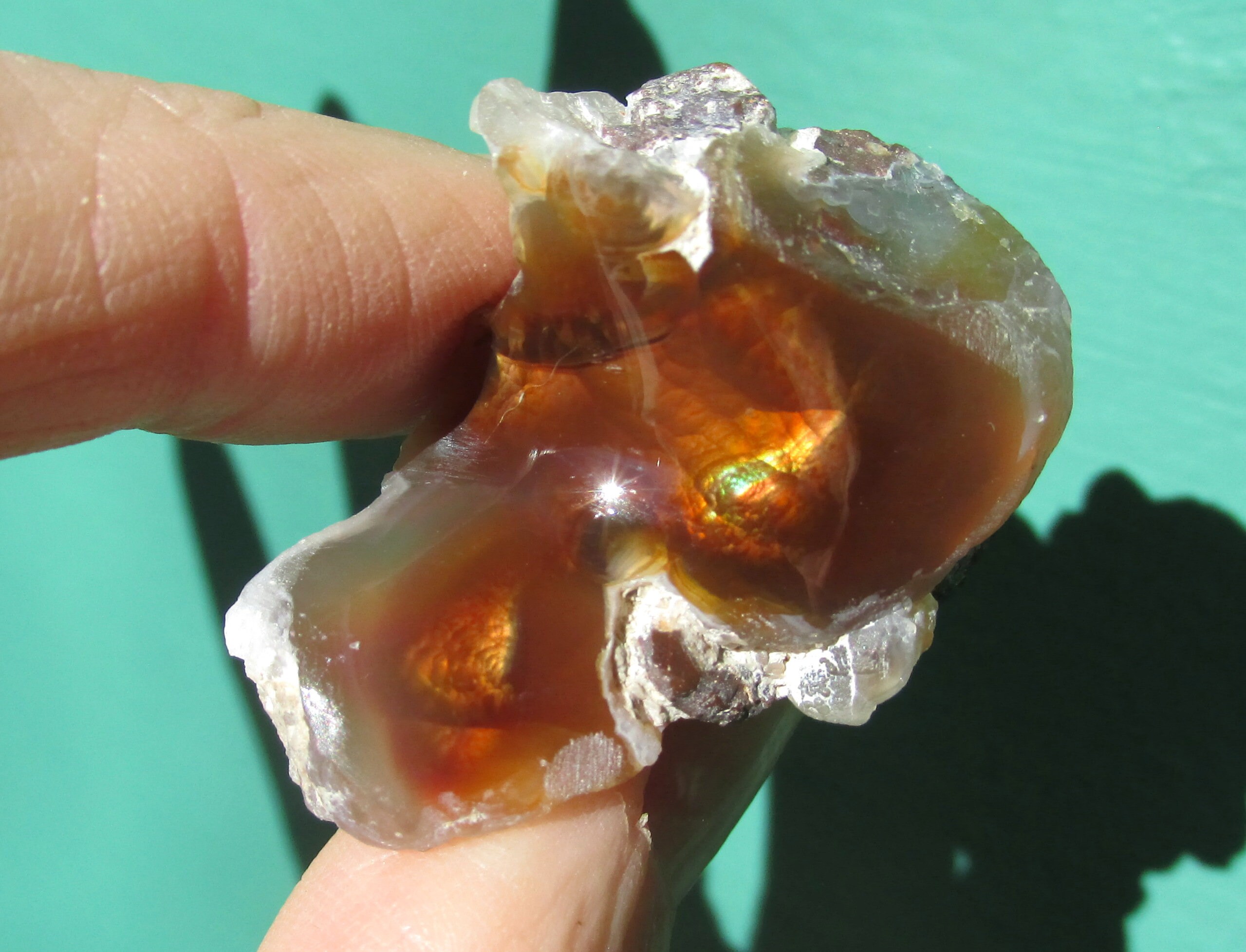 Natural Fire Agate 'window' Polished 14.1g Arizona Deer Creek Mine