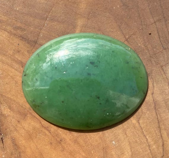 Natural Nephrite Jade Cabochon 35x27mm Apple Green Siberian Jade