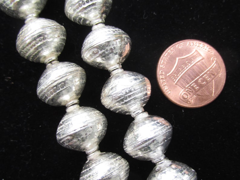 Large Silver Beads 8 Strand Jewelry Supply Tribal Style Boho Beads