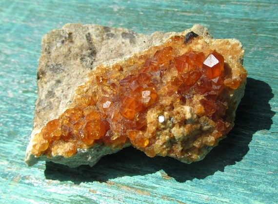 Natural Spessartine Garnet Crystal Cluster 1.8oz Spessartite Mandarin Garnet Raw Mineral Specimen Etsy Canada