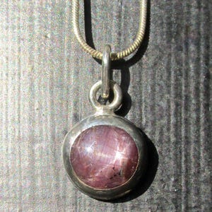 Star Ruby Pendant on Sterling Silver Chain Necklace Handmade Natural Gemstone Jewelry