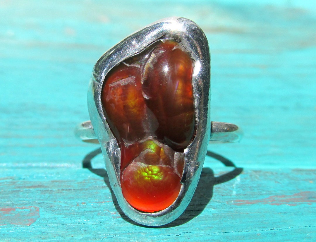 Handmade AZ Fire Agate Ring Size 6 3/4 Sterling Silver Band Etsy