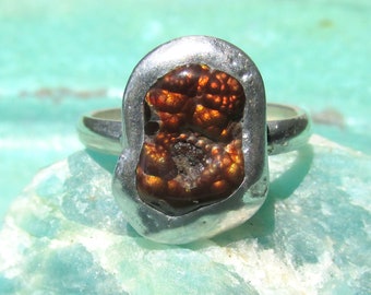 Handmade AZ Fire Agate Ring size 6 Sterling Silver Band Arizona Deer Creek Mine