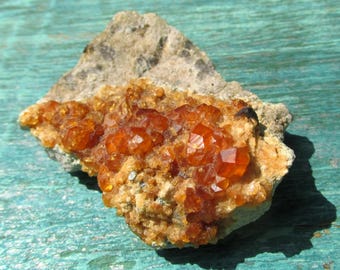 Natural Spessartine Garnet Crystal Cluster 1.8oz Spessartite Mandarin Garnet Raw Mineral Specimen