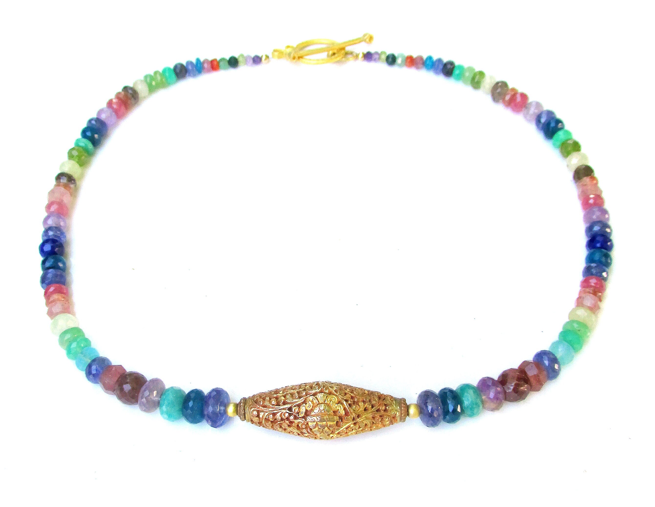 Natural Gemstone Rainbow Necklace Tanzanite Apatite Etsy