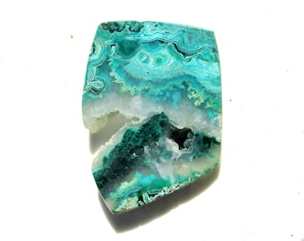 Large Gem Silica Chrysocolla Cabochon with Druzy and Malachite 66ct Ray Mine, Arizona Natural Cab Jewelry Supply