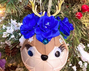 Reindeer Ornament Decoration, Blues, No Sew Quilted, Christmas, Tree, Gift, Present, keepsake, Day, Birthday, Door Car Hanger