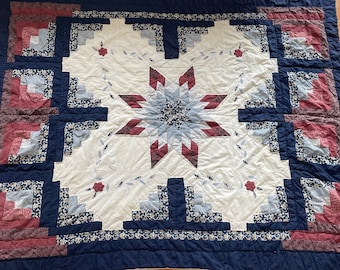 Vintage Star Quilt White, Red and Blue from Ontario, Canada