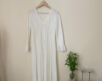 Vintage White Peignoir Boho Nightgown (S/M)