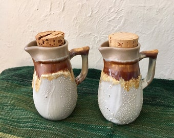 Vintage Dispenser Vinegar and Oil Ceramic Tundra Pottery Laurentian Canada Lava Drip Condiment Container or Syrup Bottle