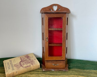 Vintage Cabinet of Curiosities Wood with Glass Panels