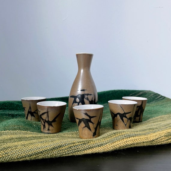 Mugs Drink & Barware Vintage Japanese Stoneware Sake Cups with lids