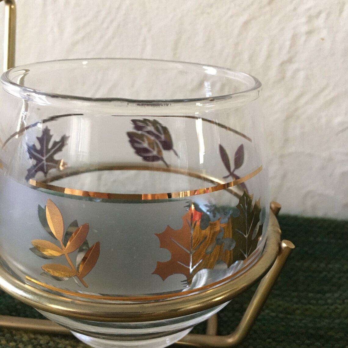 Vintage Bar Caddy Golden Foliage by Libbey with Frosted Band Etsy