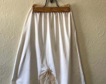 Vintage Half Slip Cream with Tan Lace Trim Pinup Lingerie