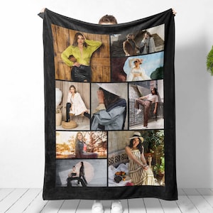 Spersonalizowany koc z kolażem zdjęć, minky lub sherpa, prezent na parapetówkę