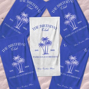 Birthday Club Beach Towel, Birthday Girls Trip Gift, Beach Birthday, Pool Birthday Party, Birthday Cruise Crew Beach Towel,Surprise Trip