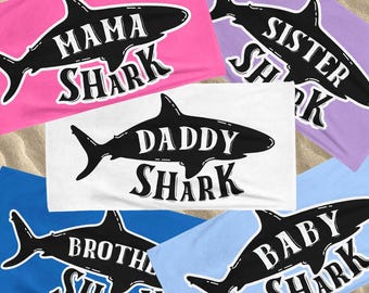 Custom Family Shark Beach Towel: Personalized Vacation Gift