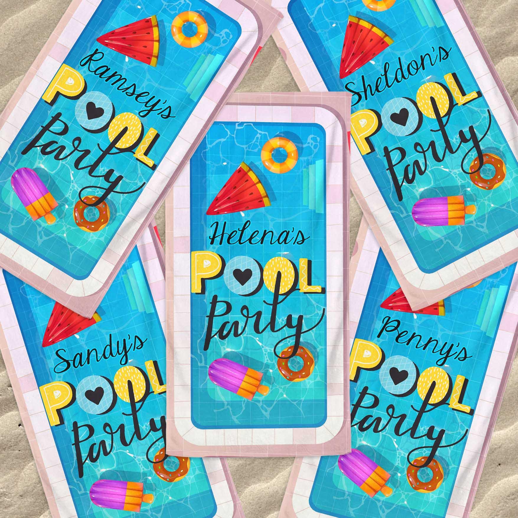 Personalized Pool Party Beach Towel, Summer Family Reunion Gift, Birthday Pool Party, Kids Birthday Party Decor, Summer Pool Accessories