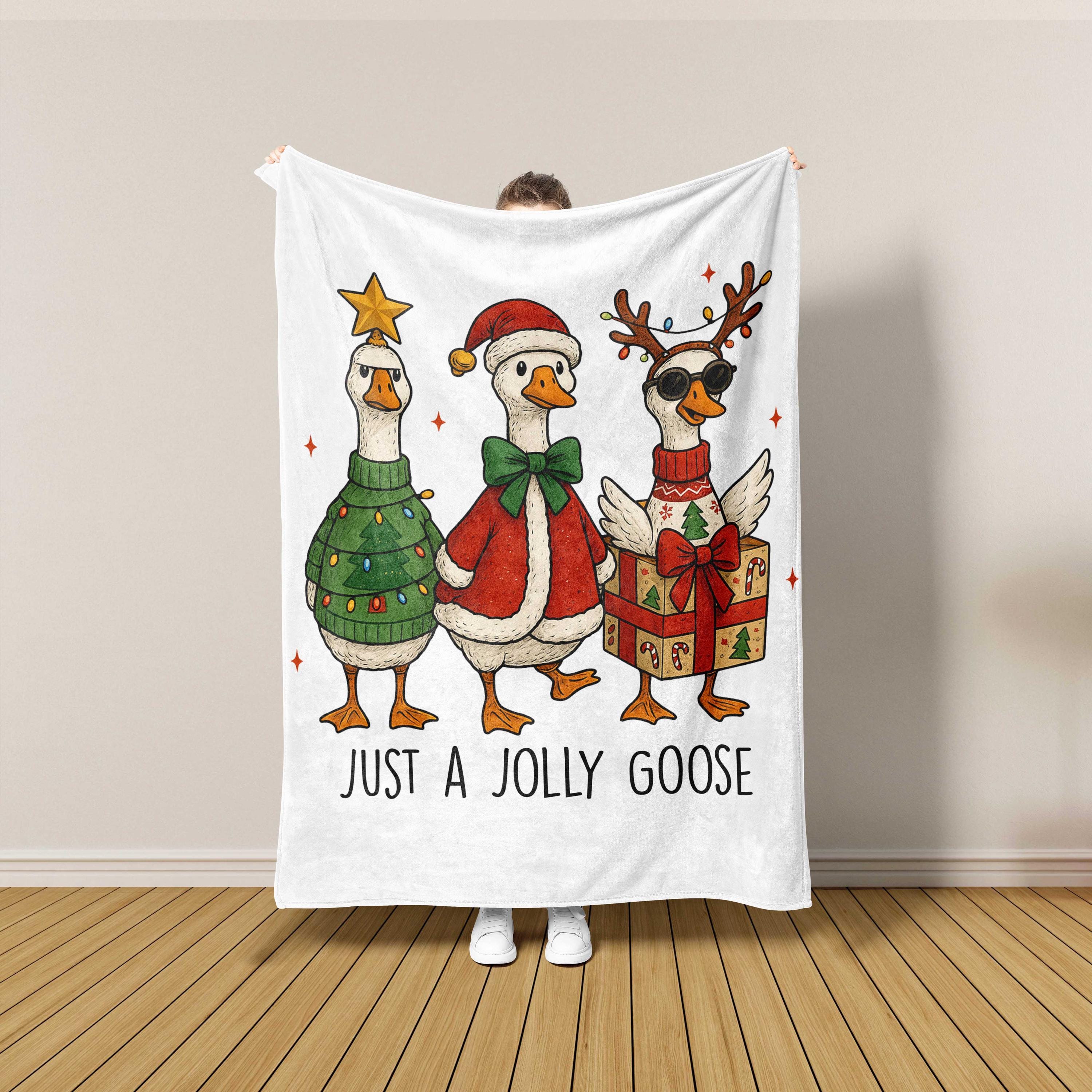 Discover Jolly Christmas Goose Fleece Blanket for Winter Home Decor