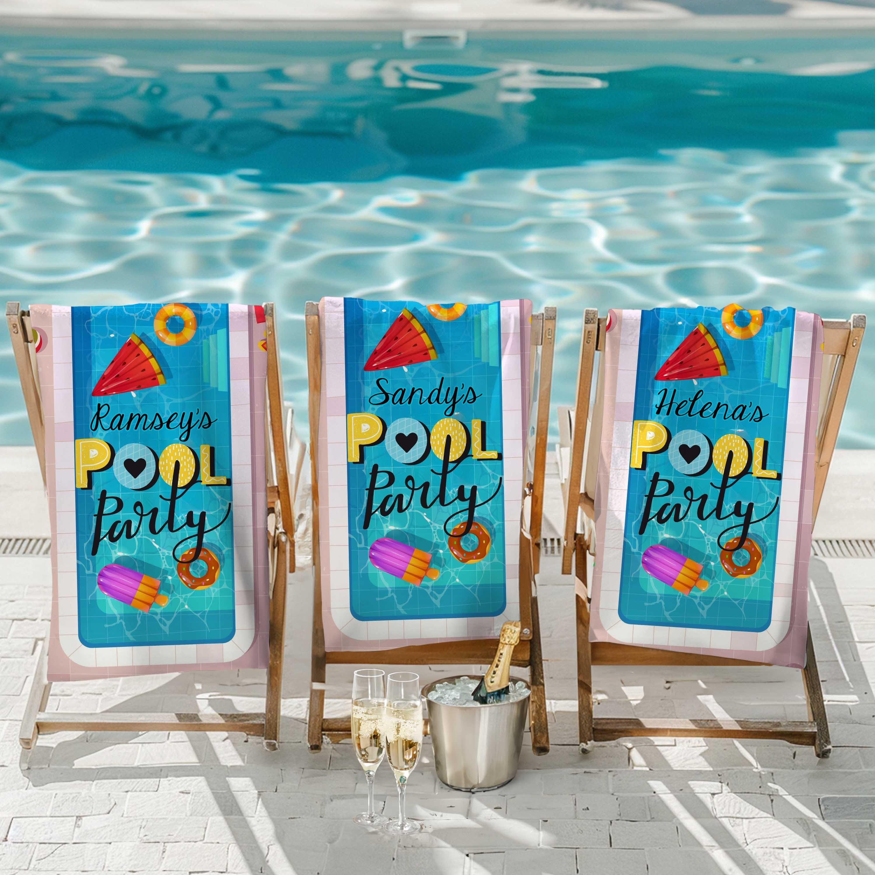 Personalized Pool Party Beach Towel, Summer Family Reunion Gift, Birthday Pool Party, Kids Birthday Party Decor, Summer Pool Accessories