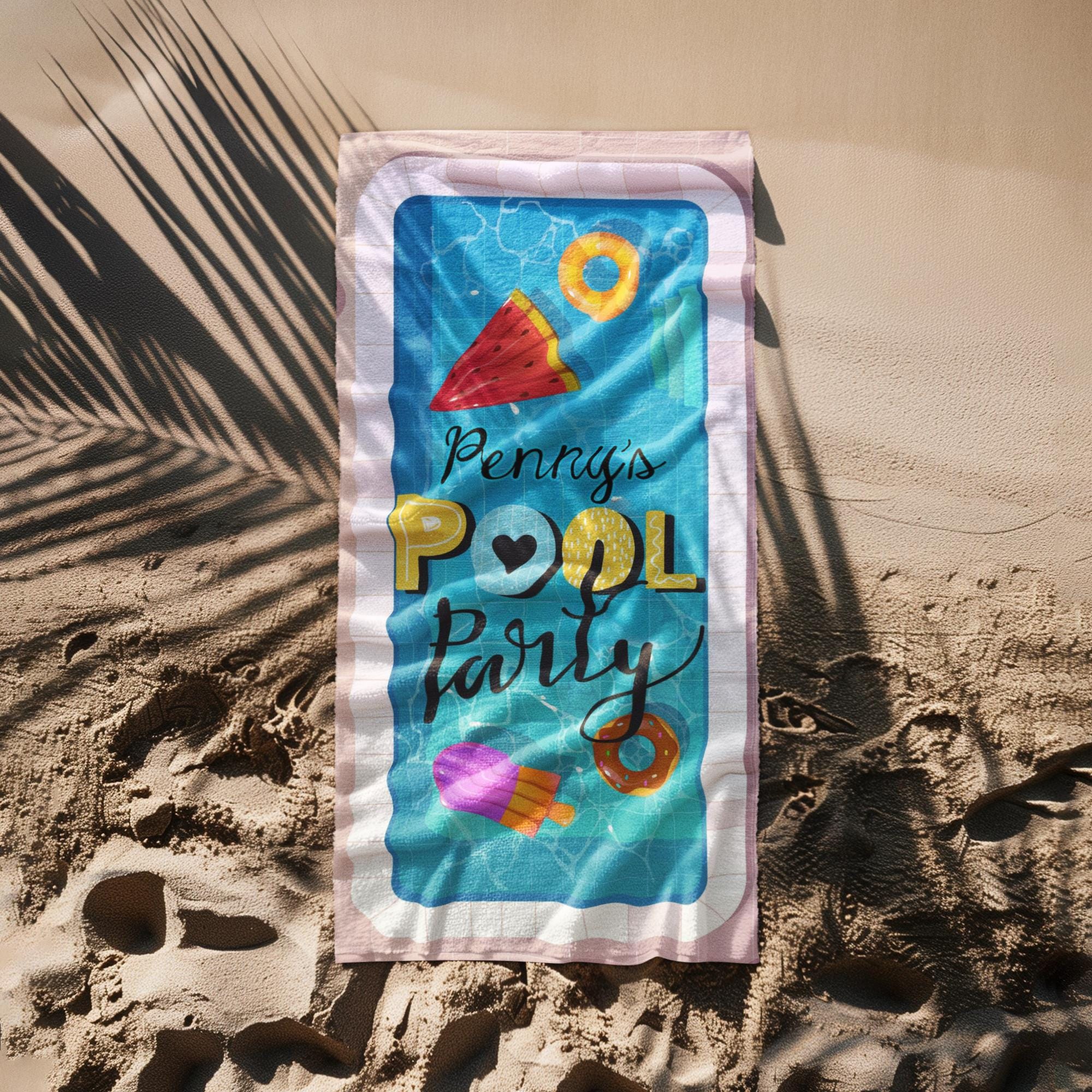 Personalized Pool Party Beach Towel, Summer Family Reunion Gift, Birthday Pool Party, Kids Birthday Party Decor, Summer Pool Accessories