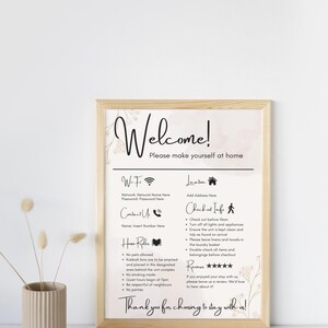 Light Flowers - Airbnb Welcome Sign Szablon do dostosowania *Wymagana samodzielna edycja*