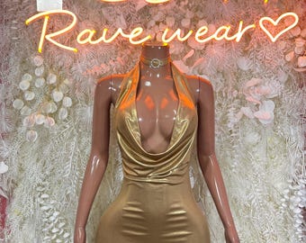 Gold Metallic Mini Dress – Sparkly Party Clubwear