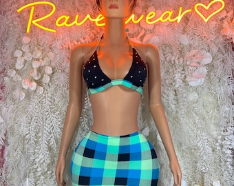 Festival Outfits - Two Piece Multicolor Skirt Set -  Festival Outfit,  Dancewear