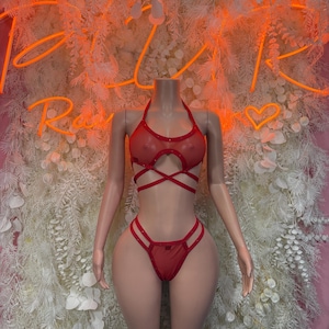 Rave Bikini Red  - Rave Outfit, EDM Dancewear, Sexy One-Piece for Raves, Clubwear, Festival Fashion