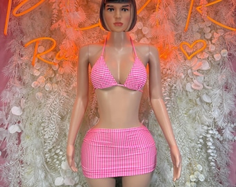 Pink  Rave Outfit: Two Piece Festival Costume