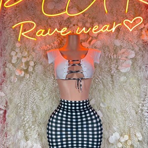 Festival Outfits - Two Piece Black Skirt Set -  Festival Outfit, EDM Dancewear