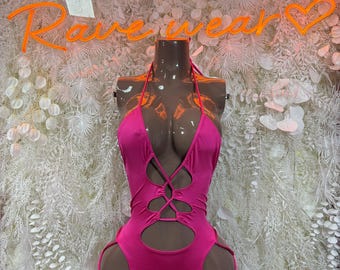 Bartender Bottlegirl Bodysuit One Piece Pink Bodysuit – Festival  | Exotic Dancewear Rave Outfit