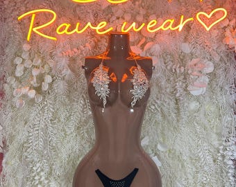Rhinestone Bikini Set, Exotic Rave Dancewear Outfit