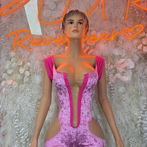 Body Rave Velours Rose Festival Vêtements Clubwear