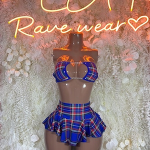 Rave wear - Two Piece Skirt Set -  Festival Outfit, EDM Dancewear