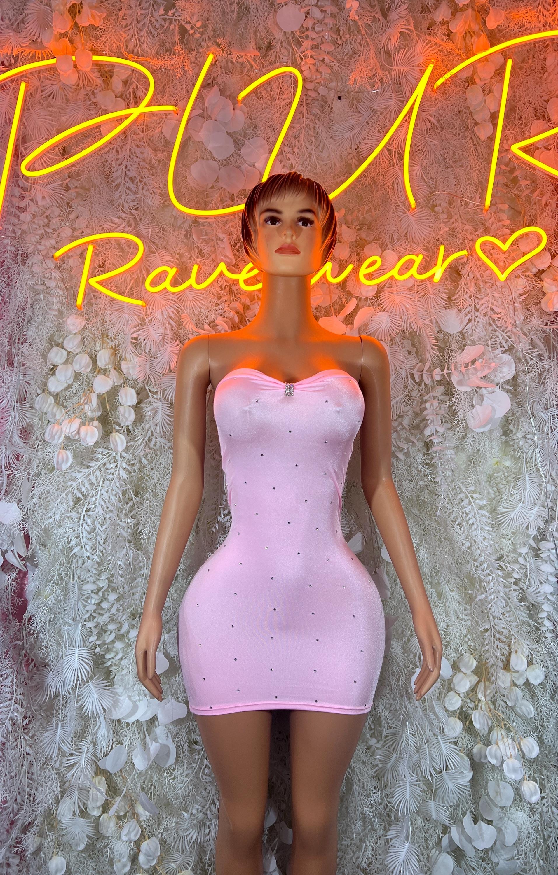 Pink Rhinestone Mini Dress - Etsy