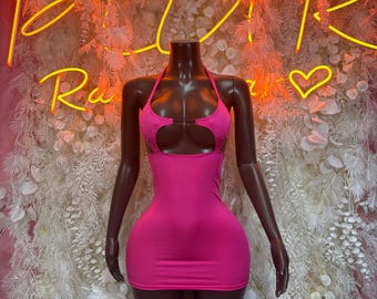 Pink Rave Dress: Vibrant Flowy Maxi, Burning Man Outfit