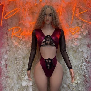 Festival Clothing Cherry Red - Rave Outfit, EDM Dancewear, Sexy One-Piece for Raves, Clubwear, Festival Fashion