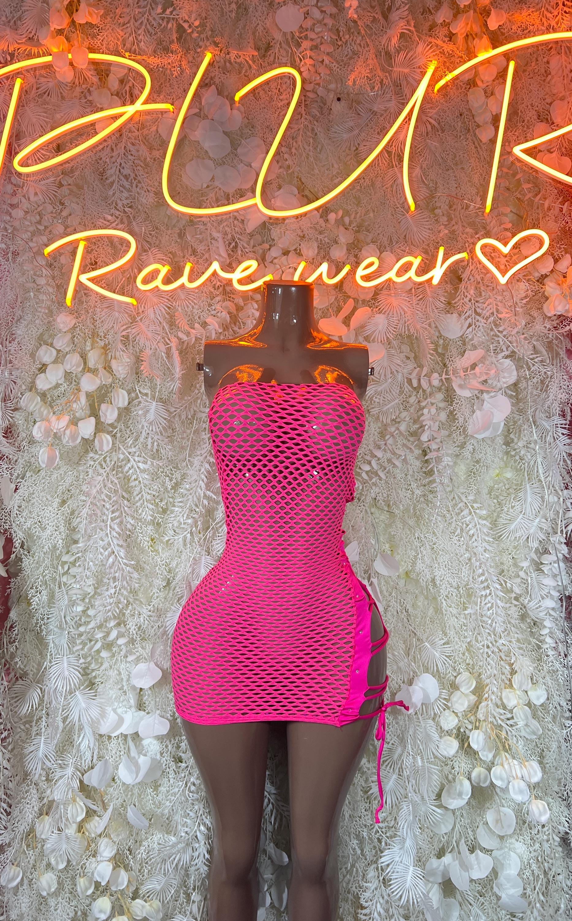 sexy lingerie women sleepwear Katie Kush Hot Pink Ripped Fishnet Bodysuit main image 1