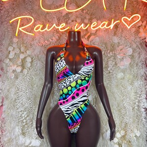 Festival Outfits - One Piece Multicolor Bodysuit -  Festival Outfit, EDM Dancewear