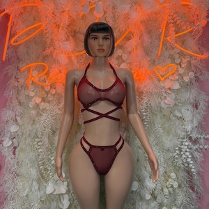 Rave Outfit Bikini Red  - Rave Outfit, EDM Dancewear, Sexy One-Piece for Raves, Clubwear, Festival Fashion