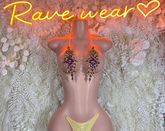 Rhinestone Rave Bikini Set - Exotic Festival Dancewear